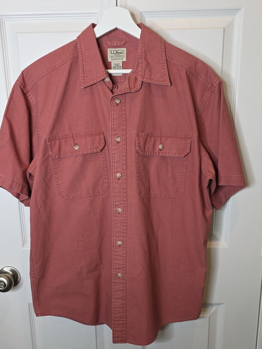 L.L. Bean Men's Sunwashed Canvas Shirt, Traditional Fit Short-Sleeve Medium-Reg
